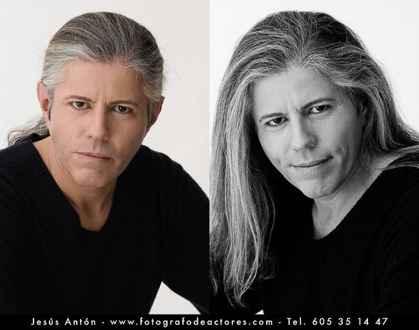 Con el pelo suelto o recogigo, dos aspectos muy diferentes del book de este gran actor. Fotografías realizadaas en mi estudio de Madrid.